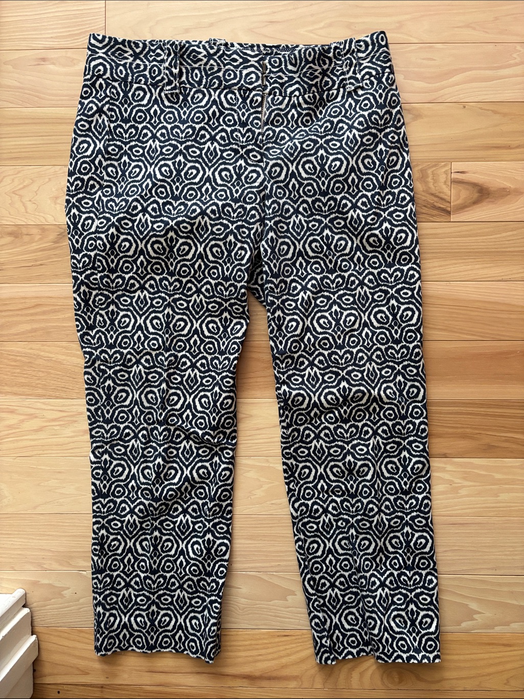 J. Crew Navy Blue And White Geometric Pants